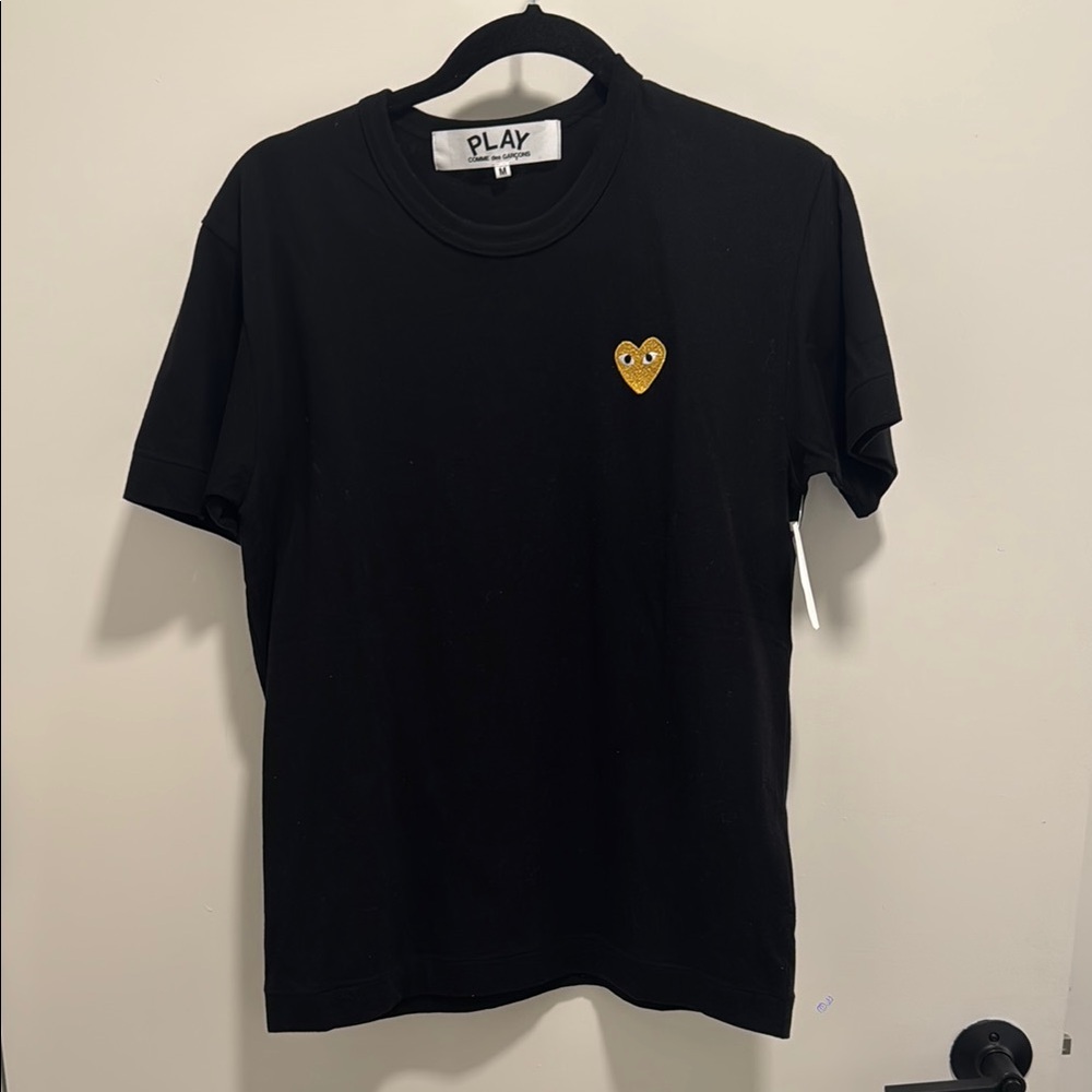 Comme des Garcons PLAY Black Tee with Gold Heart